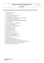 English Worksheet: Marcel and the Shakespeare Letters