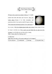 English worksheet: The Planet Venus