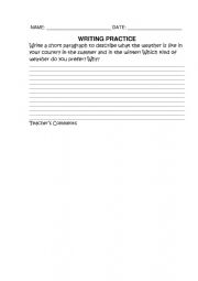 English Worksheet: Weather writing practice