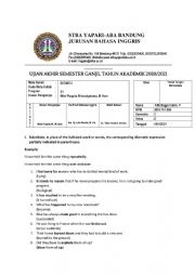 English Worksheet: uas