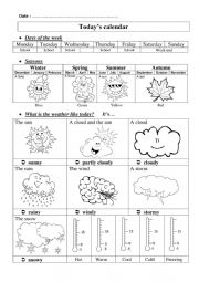 English Worksheet: Days, seasons, weather