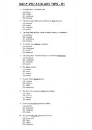 English Worksheet: Vocabulary