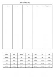 English Worksheet: Plural Nouns Worksheet