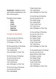 12 Days of Christmas worksheets