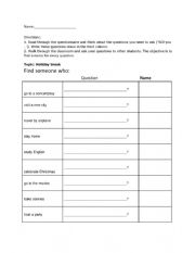 English Worksheet: Find Someone Who-Winter