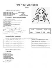 English Worksheet: Beyonce Find Your Way Back