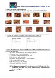 English Worksheet: rapunzel�s routines