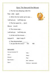 English Worksheet: A lion and a mouse