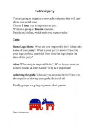 English Worksheet: Political party