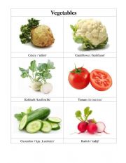 English Worksheet: Vegetables - cards