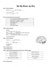 English Worksheet: Eat My Brain, by Ilira