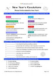 English Worksheet: New Year Phrasal Verbs