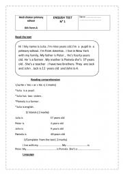 English Worksheet: primary school