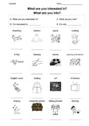 English Worksheet: Interests Rock Paper Scissors Bingo 