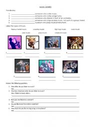 English Worksheet: Music Genres