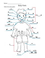 English Worksheet: Body parts