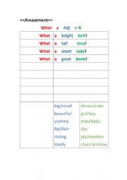 English Worksheet: Amazement sentence using what 