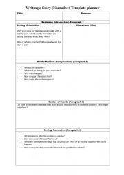 Writing a Narrative planner template