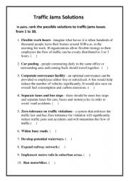 English Worksheet: Traffic Jam Issues