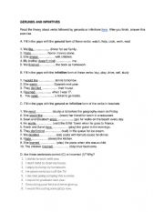 English Worksheet: Gerunds X Infinitives