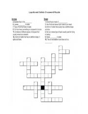 English Worksheet: Liquids and Solids Crossword Puzzle