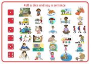 English Worksheet: Roll a dice & say a sentence