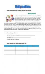 English Worksheet: Daily routines