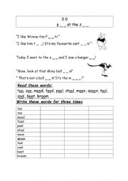 English Worksheet: The Phonic Sound o o words