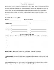 English Worksheet: FILM ANALYSIS 