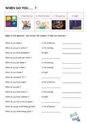 English Worksheet: When do you ... ?