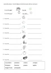 English Worksheet: Do you like......?