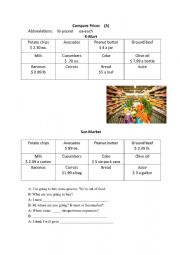 English Worksheet: FOOD AND PRICES 
