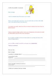 English Worksheet: a letter of complaint