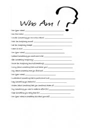 English Worksheet: Who am i