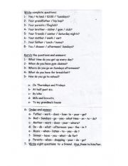 English Worksheet: routine