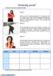 English Worksheet: introducing yourself