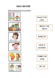 English Worksheet: DAILY ROUTINE 1 PART