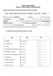 English Worksheet: Education Matters, Age or Ability? / Lifelong Learning