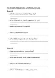 English Worksheet: Magic Flute Story