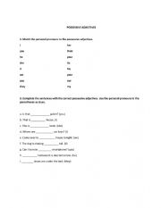 English Worksheet: Possessive Adjectives