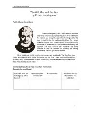 English Worksheet: THE OLD MAN AND SEA LISTENING COMPREHENSION ACTIVITY 