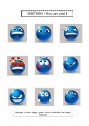 English Worksheet: Emotions - How are you? I