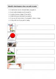 English Worksheet: Push and Pull Matching Sentences