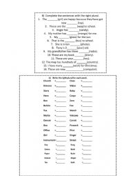 English Worksheet: noun plural