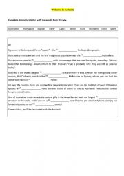 English Worksheet: A letter about Australia