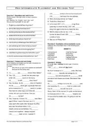 English Worksheet: PRE-INTERMEDIATE PLACEMENT AND REVISION TEST