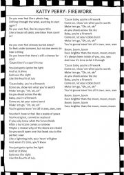 English Worksheet: Katy Perry- Lyrics Analysis