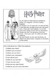 English Worksheet: Harry Potter description