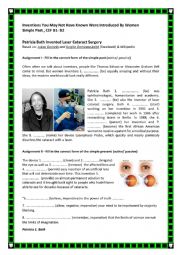 English Worksheet: Patricia Bath Laser Cataract Surgery - Inventions by women