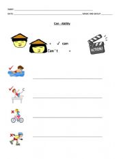 English Worksheet: CAN - ABILITY